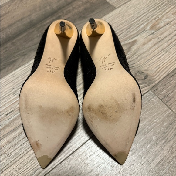 Giuseppe Zanotti Black Croc Heels with Gold Stiletto - Picture 7 of 7